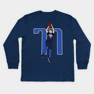 Luka Doncic 77 Fadeaway Jumpshot - NBA Dallas Mavericks Kids Long Sleeve T-Shirt